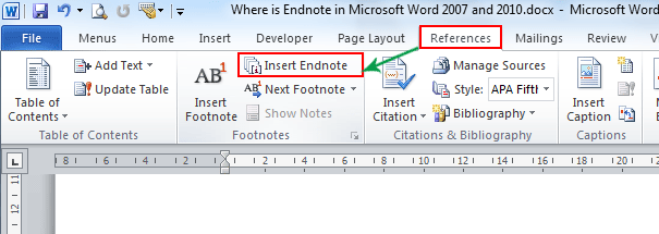 Endnotes word for mac